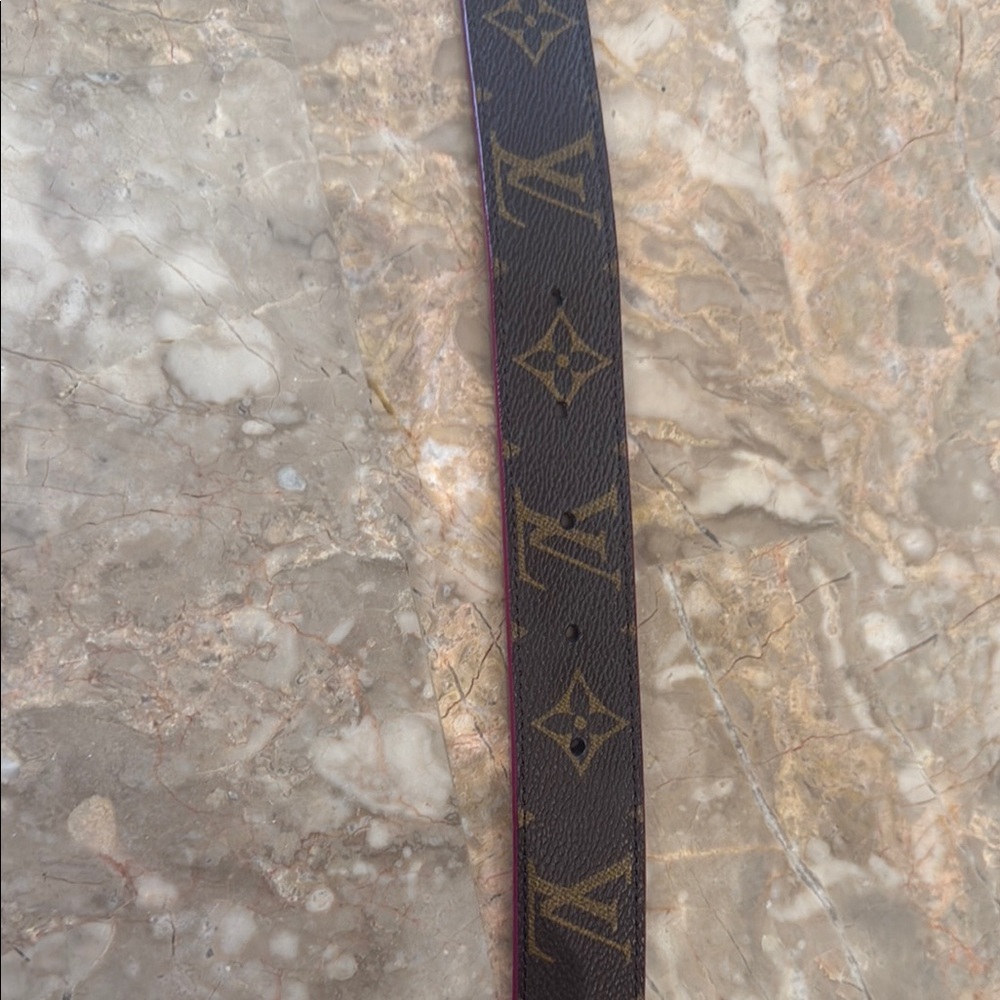 Louis Vuitton Brown Monogram Belt with Gold LV Buckle - Picture 4 of 5